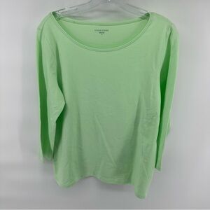 Eileen Fisher Quarter Sleeve Green Basic Layering Top